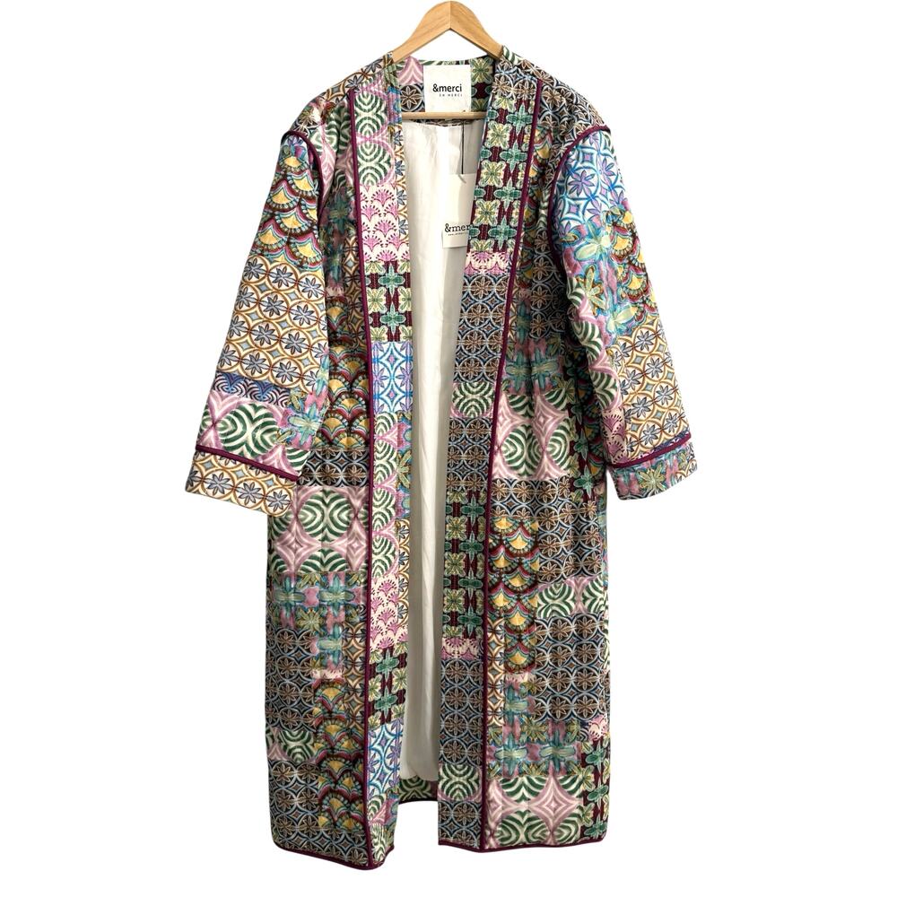 & Merci Daphne Quilted Long Jacket Size Medium NWT Cottagecore Bohemian